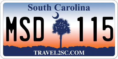 SC license plate MSD115