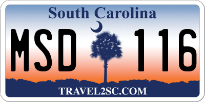 SC license plate MSD116