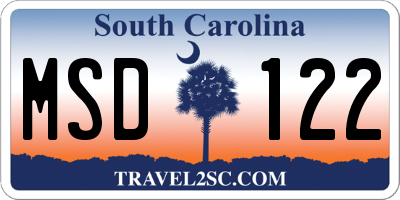 SC license plate MSD122
