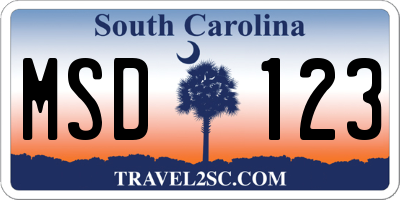 SC license plate MSD123