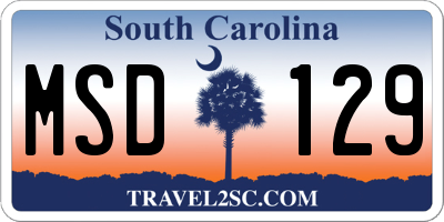 SC license plate MSD129