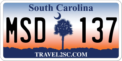 SC license plate MSD137
