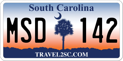 SC license plate MSD142