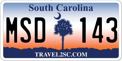 SC license plate MSD143