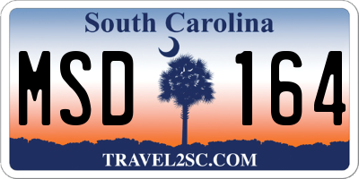 SC license plate MSD164