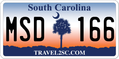 SC license plate MSD166