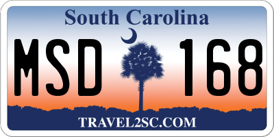 SC license plate MSD168