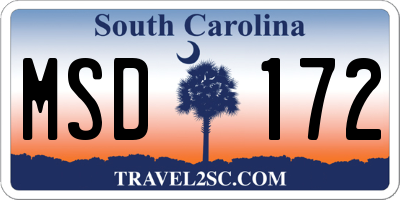 SC license plate MSD172