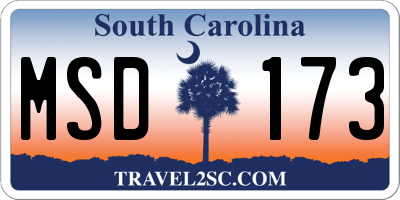SC license plate MSD173