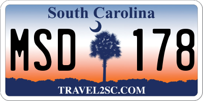 SC license plate MSD178