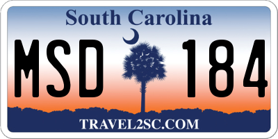 SC license plate MSD184