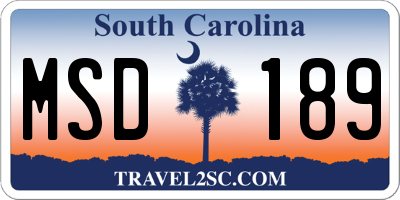 SC license plate MSD189