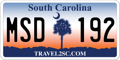 SC license plate MSD192