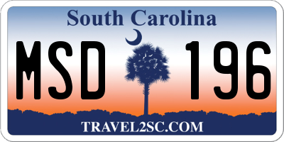 SC license plate MSD196