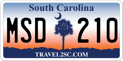 SC license plate MSD210