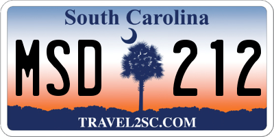 SC license plate MSD212