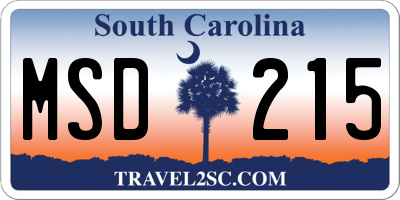 SC license plate MSD215