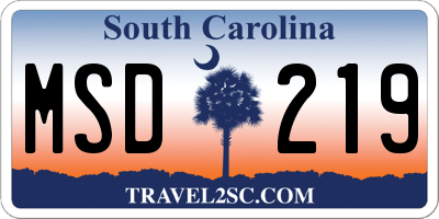SC license plate MSD219