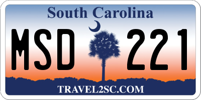 SC license plate MSD221