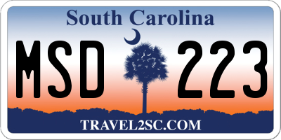 SC license plate MSD223