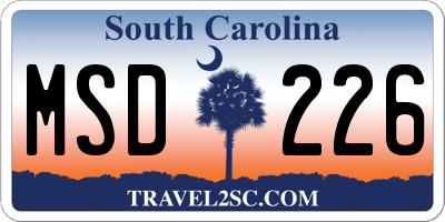 SC license plate MSD226