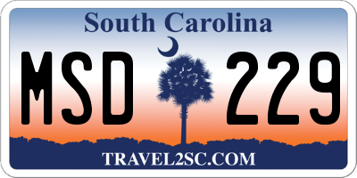 SC license plate MSD229