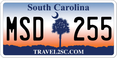 SC license plate MSD255