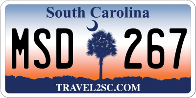 SC license plate MSD267