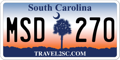 SC license plate MSD270