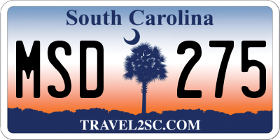 SC license plate MSD275