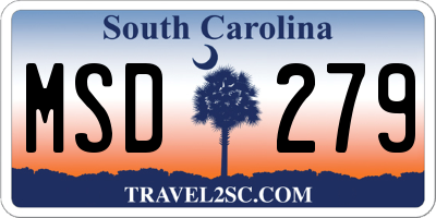 SC license plate MSD279