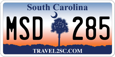SC license plate MSD285
