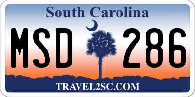 SC license plate MSD286