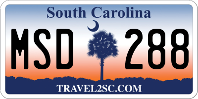 SC license plate MSD288