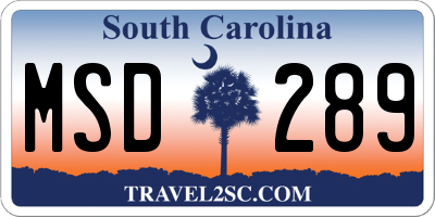 SC license plate MSD289