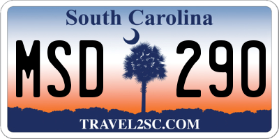 SC license plate MSD290