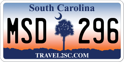 SC license plate MSD296
