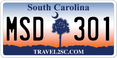 SC license plate MSD301
