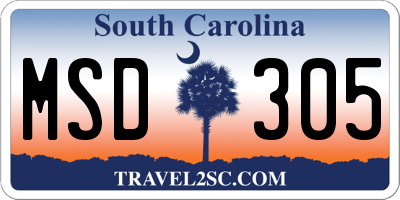 SC license plate MSD305