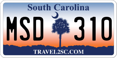 SC license plate MSD310