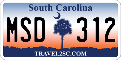 SC license plate MSD312