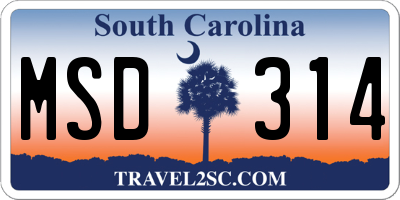 SC license plate MSD314