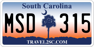 SC license plate MSD315