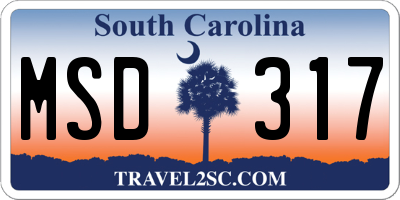 SC license plate MSD317