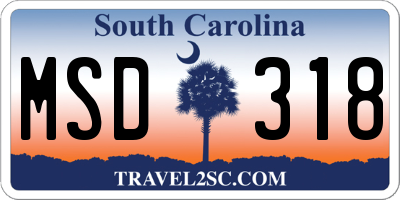 SC license plate MSD318