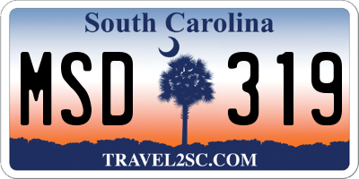 SC license plate MSD319