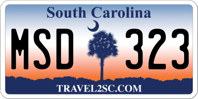 SC license plate MSD323