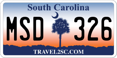 SC license plate MSD326