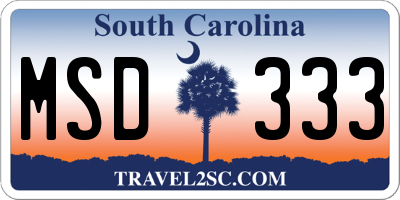 SC license plate MSD333