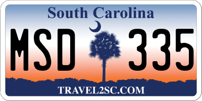 SC license plate MSD335